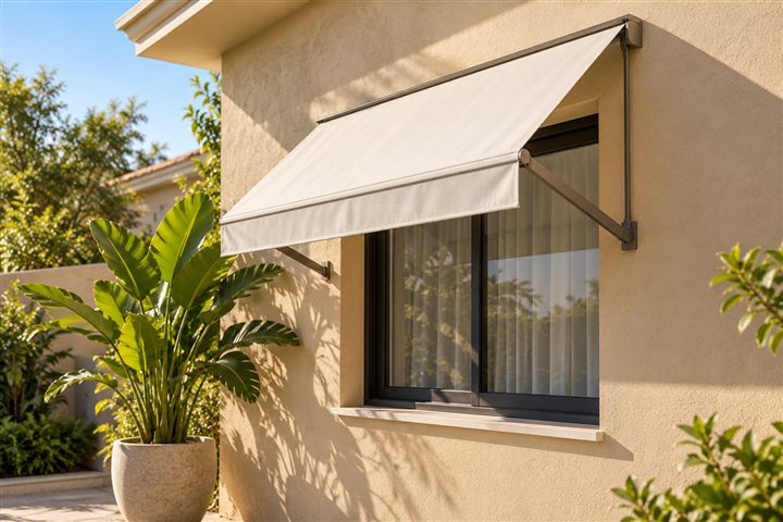 Toldo sombreando uma varanda residencial — imagem ilustrativa
