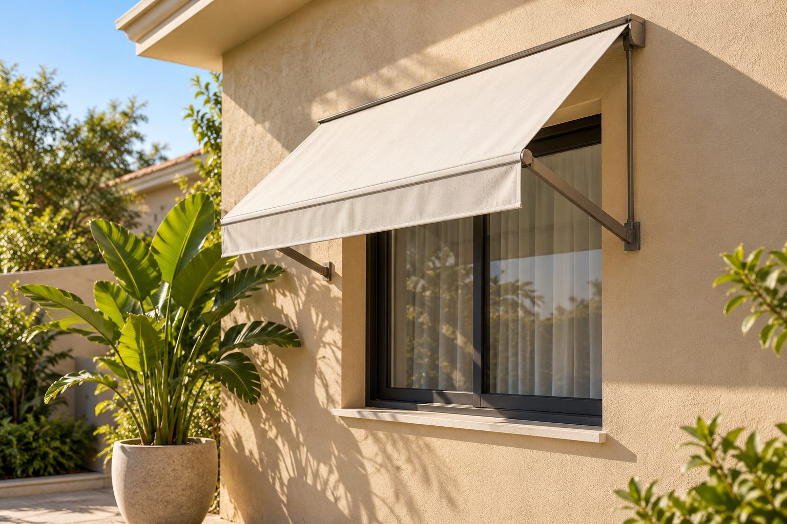 Toldo sombreando uma varanda residencial — imagem ilustrativa