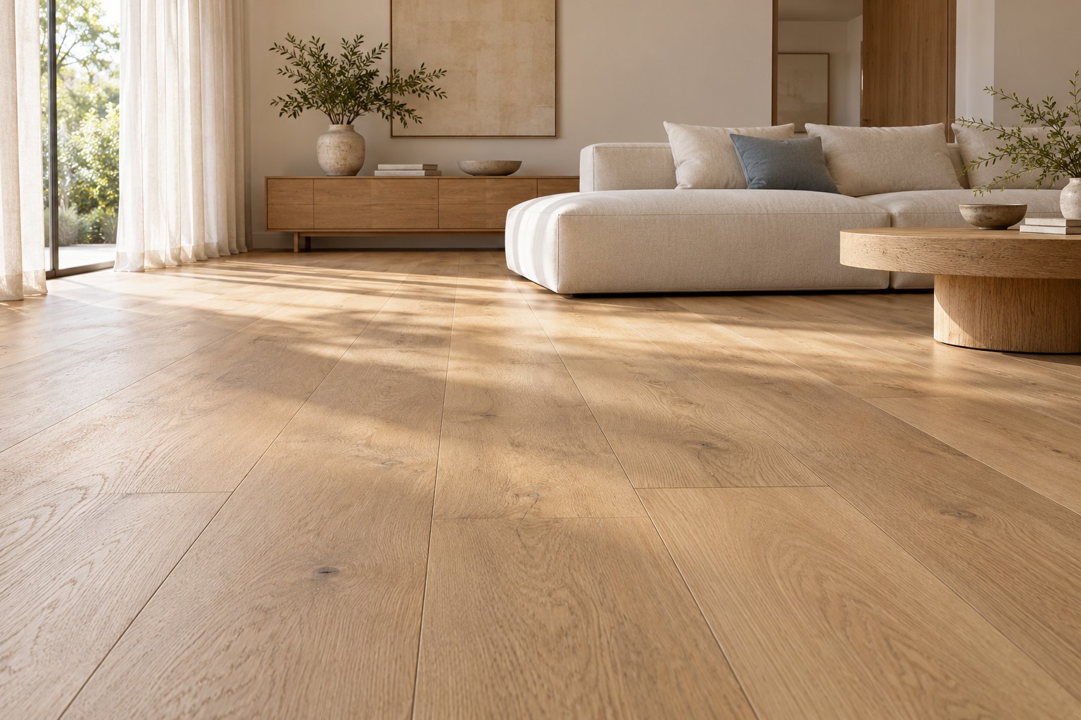 Pisos laminados e vinílicos em ambientação ilustrativa